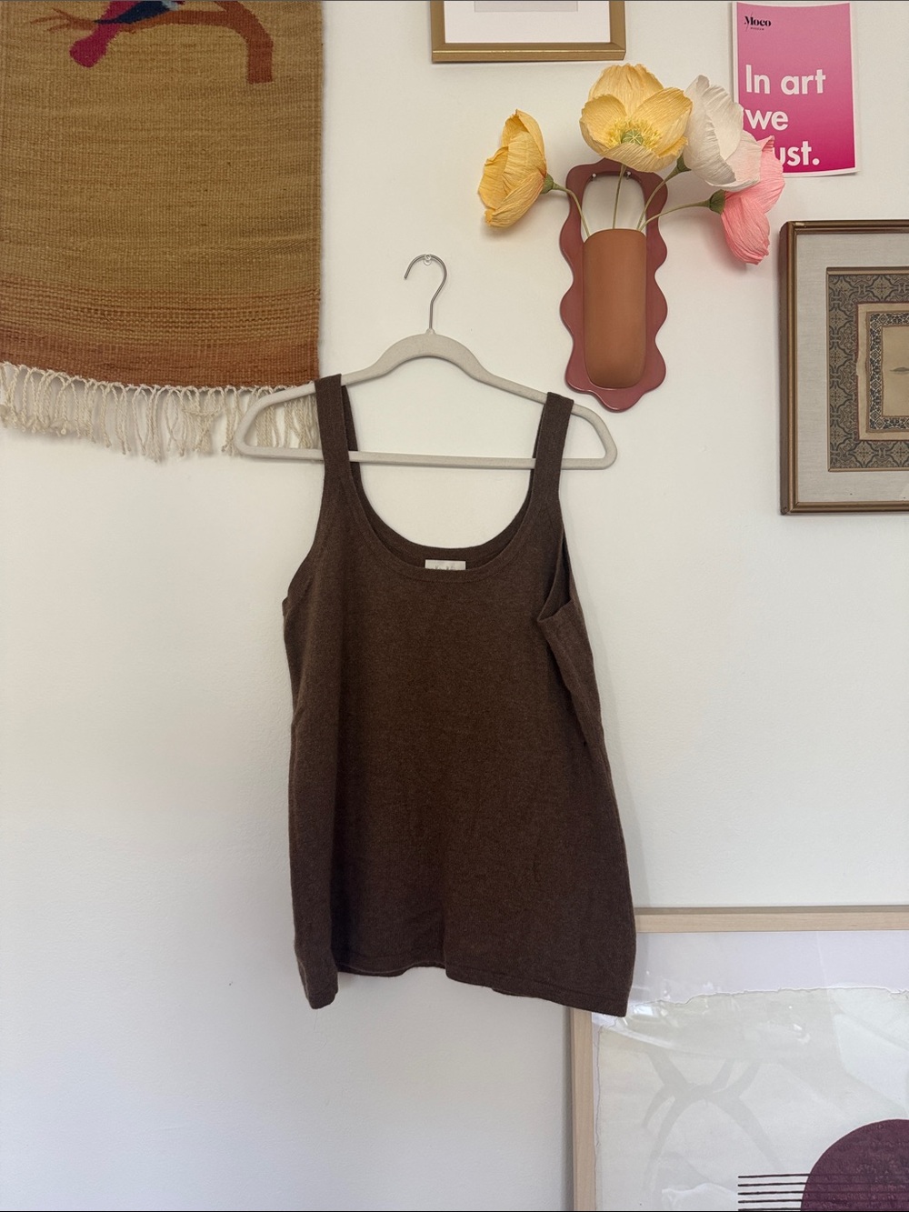 Neiman Marcus Cashmere Knit Tank in Deep Chocolate Brown
